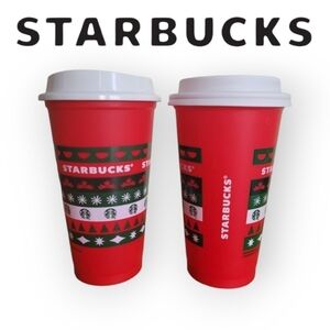 Starbucks 2020 Holiday Red Cups 16oz New Set of 2
